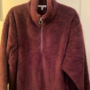 Express Deep Burgundy Sherpa Pullover